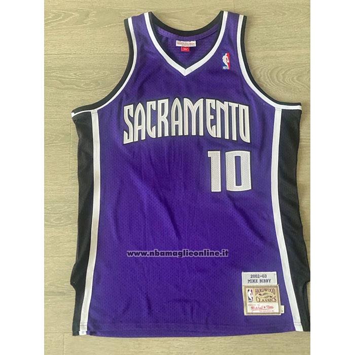 Maglia Sacramento Kings Mike Bibby #10 Mitchell & Ness 2002-03 Viola